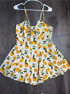 White Kimono Top with Yellow Orange Fruit Print